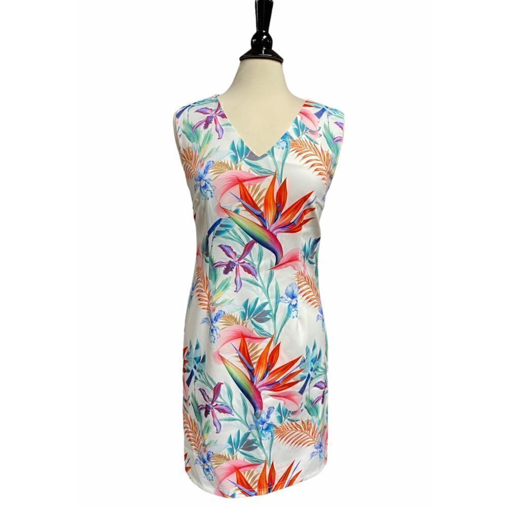 Patrizia Luca Milano Floral Sleeveless V-Neck Sheath Dress Size Medium NW…